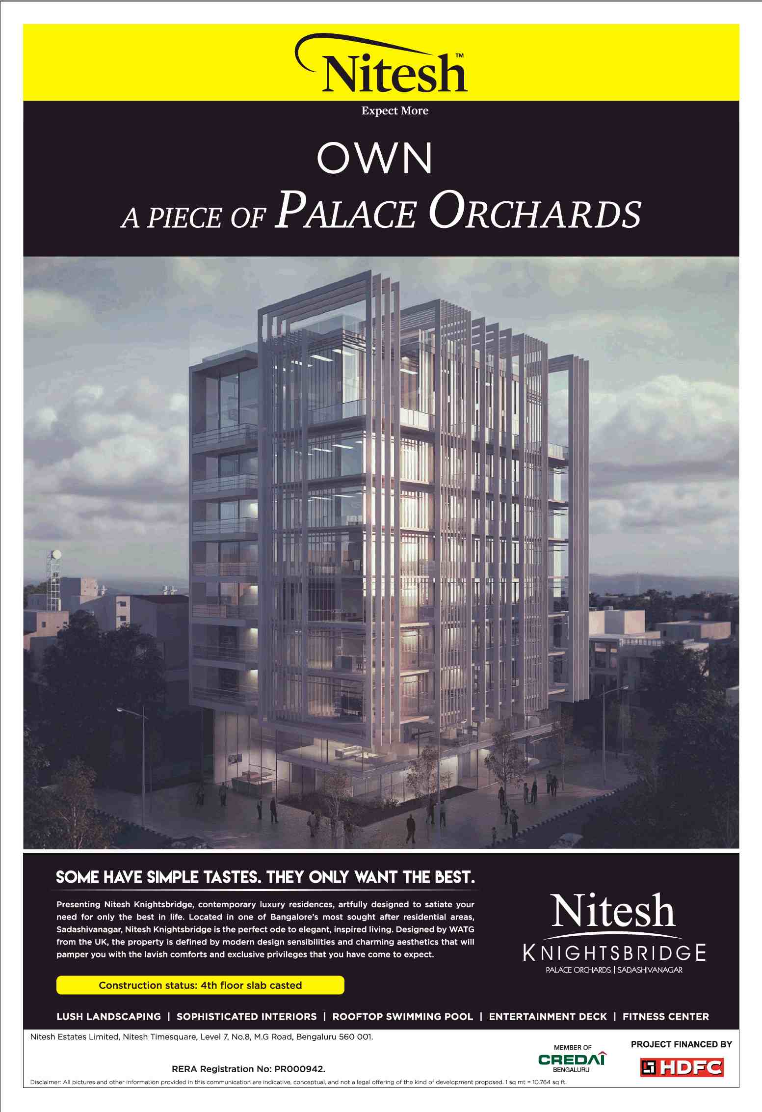 Experience lavish comforts and exclusive privileges at Nitesh Knightsbridge in Bangalore